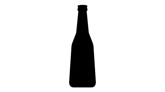 Black silhouette of a glass beer bottle with a narrow neck and rounded base