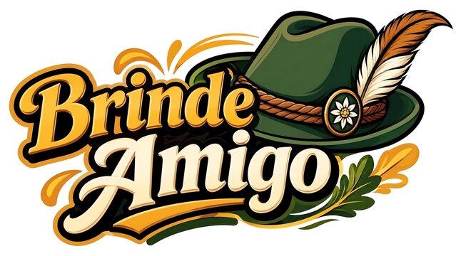 German Oktoberfest Beer Festival Label with Traditional Bavarian Hat Graphic Asset for Brazil Autumn Event Promotion