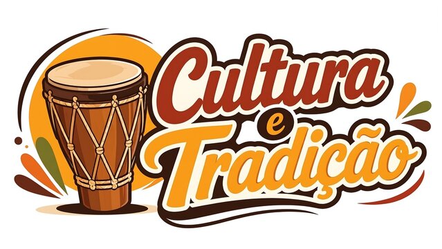 Brazilian Atabaque Drum Typography Design with Culture and Tradition Text Vector Illustration for Cultural Festival Promotion Banner