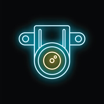 Car reverse camera icon glowing blue and orange on a black background