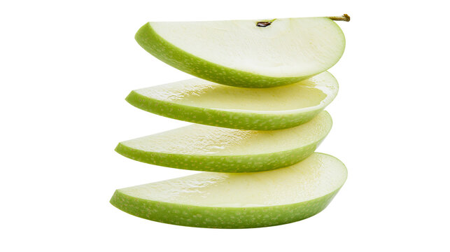 Stacked fresh green apple slices with juicy texture