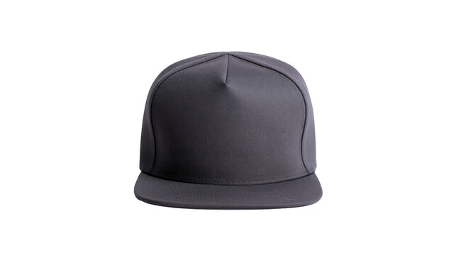 Dark grey blank five panel baseball cap with flat brim