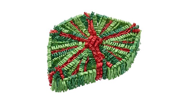 Paper hepatic lobule model in Christmas colors for medical education and holiday themes