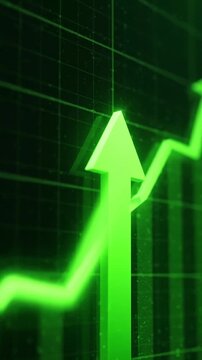 Rising Trend: A Close-Up View of a Green Arrow Chart Indicating Positive Growth and Increasing Values Over Time in a Data Visualization Format