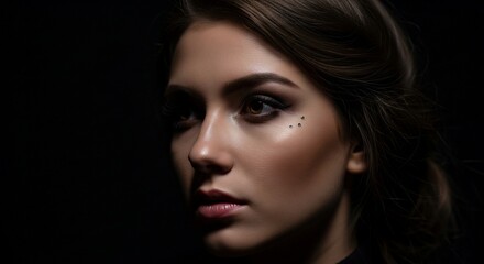 Fototapeta premium Woman portrait dark background