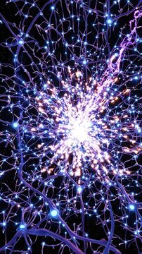 A Stunning Visual Journey Through the Intricate Network of Neurons Displaying Electric Activity and Connectivity in a Vibrant Abstract Composition