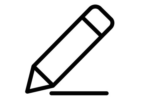 Black outline pencil edit write icon transparent background