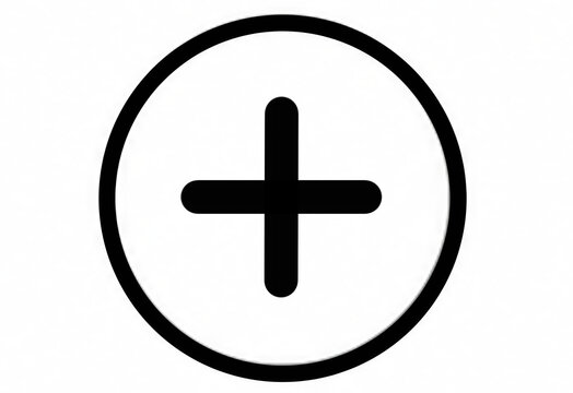 Black outline plus sign in circle icon transparent background