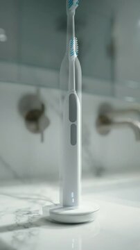 Modern Electric Toothbrush Featuring Sleek Design, Stylish Charging Stand, and Innovative Technology for Effective Oral Care and Dental Hygiene Solutions