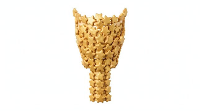 Larynx anatomy model made of golden star cookies isolated on a white background