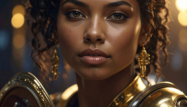 Woman portrait gold armor