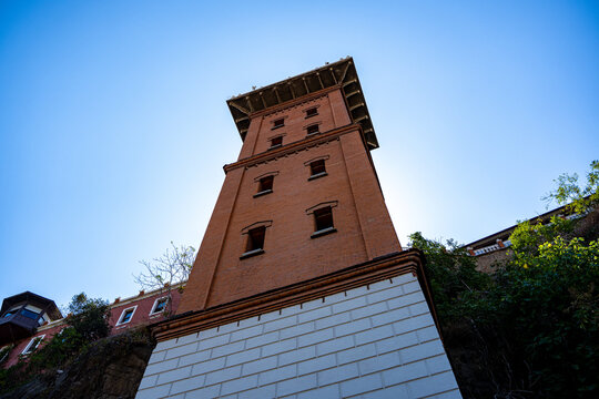 View of historic Asansor building in Izmir.