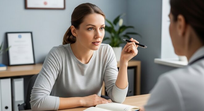 Woman consulting doctor indoors