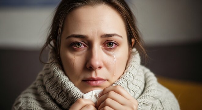 Woman crying emotional portrait