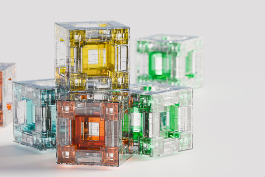 3D Multicolor Glass Cube