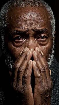 A Profound Journey Through Emotion: A Man's Struggle with Inner Turmoil Captured in Expressive Close-Up Frames