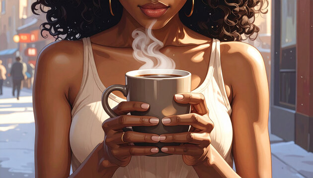 Woman holding coffee cup