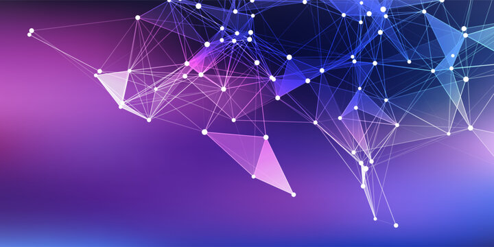 Abstract banner with a low poly plexus design 