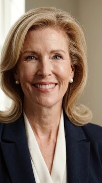 A Captivating Portrait of Confidence and Grace: An Engaging Female Professional Exuding Warmth and Charm in a Thoughtful Setting