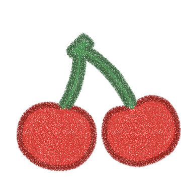 two cherries with the stem illustration