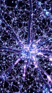 A Stunning Visual Exploration of Neural Networks: A Deep Dive into the Complex Interconnections of Neurons Illuminated in Vibrant Blue and Violet Hues
