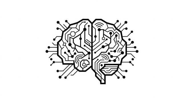 Brain circuit diagram showcasing artificial intelligence and neural network architecture.