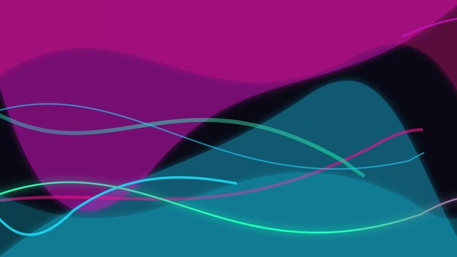Abstract fluid shapes and glowing curved lines waving smoothly