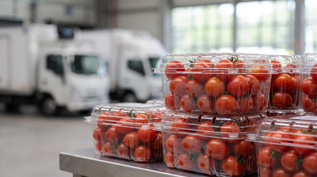 Fresh Cherry Tomatoes in Clamshell Containers for Refrigerated Cold Chain Distribution