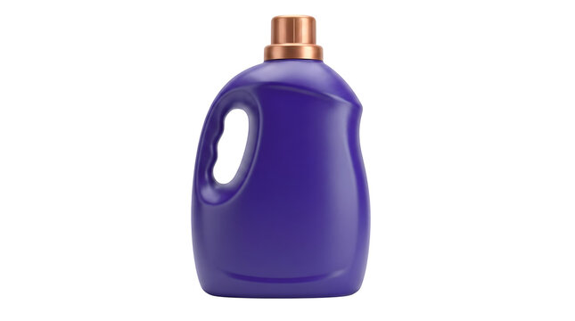 Purple plastic laundry detergent bottle mockup isolated on transparent background