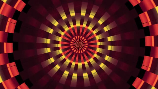 Abstract red and gold glowing tunnel loop background for motion graphics