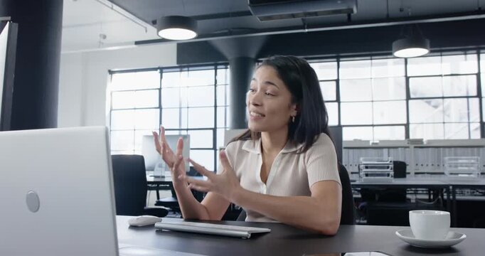 Lifestyle videos indoor of people doing activities at office, businesswoman in office having video c