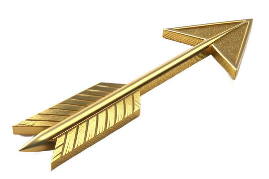 Golden metallic arrow pointing upward isolated on white background p n g a i generated golden arrow upward direction 1