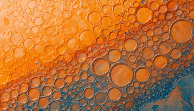 Complementary Color Paint-Pour Cells, Top-Down Flat Lay