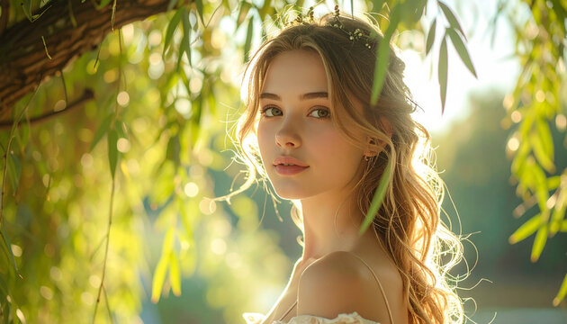 Woman portrait under sunlight