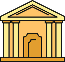 Naklejka premium Classical building icon featuring columns and pediment symbolizing authority and history