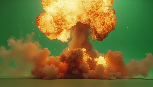 Massive Explosion Creates Shockwave and Smoke Cloud