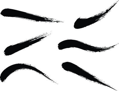 Diverse collection of black grunge brushes paintbrushes strokes and artistic elements for creative digital designs