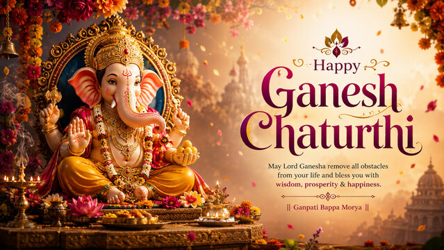 Happy Ganesh Chaturthi Festival Celebration with Lord Ganesha