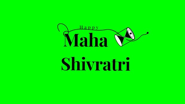 Maha Shivratri holiday greeting with traditional drum graphic on green screen