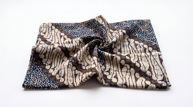 Traditional Indonesian Batik Fabric with Parang Motif Pattern.