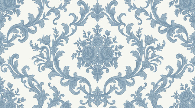 Elegant Damask Floral Pattern Isolated