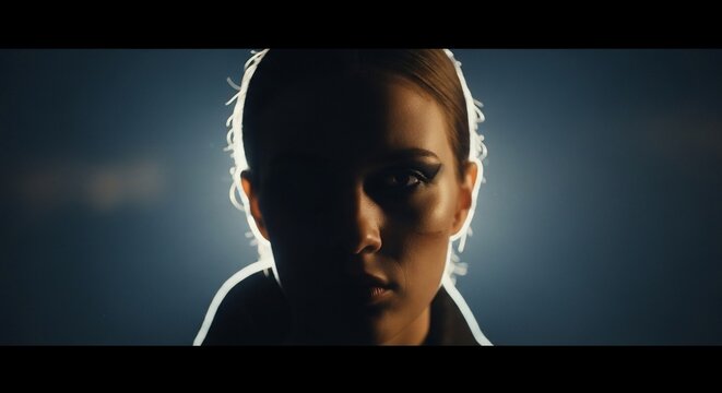 Woman portrait backlit silhouette