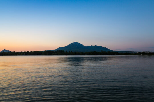 View of Mount Beshtau on sunset