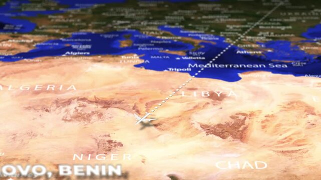 Flight From Minsk BELARUS to Porto Novo BENIN with flag pins
