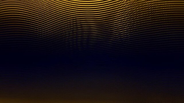 An Artistic Exploration of Texture and Light: Flowing Waves of Golden Hues Against a Deep Black Background Captured in a Cinematic Sequence