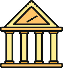 Naklejka premium Building with classical columns symbolizing banking, justice, and official systems