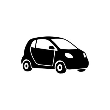 Two seater smart city car silhouette graphic icon vector with black silhouette