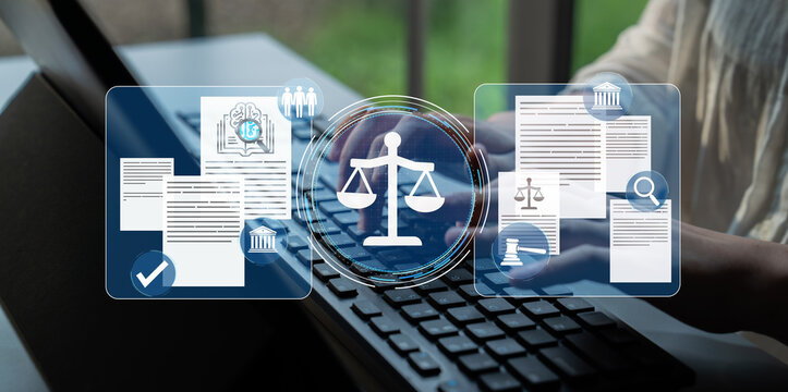 Legal Themes and Concepts in Digital Law Practice with Professional Hands Typing on Laptop in Modern Law Office Environment. Entropy.