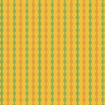 Seamless Geometric Pattern with Red and Green Motifs on Yellow Background.....
