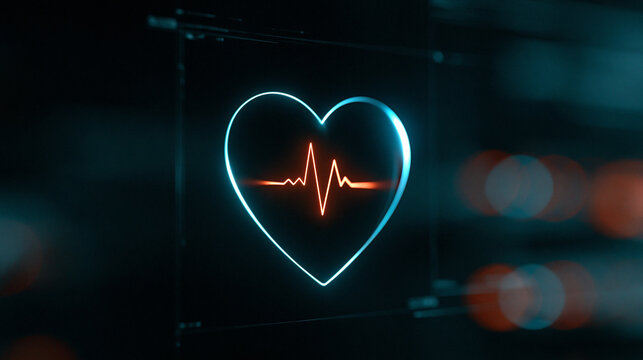 Digital heart monitoring a pulsing ekg waveform, symbolizing advanced medical technology, cardiology diagnostics, and health data tracking for wellness